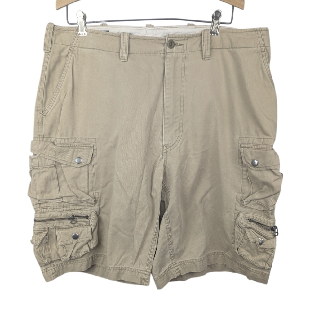 Polo Ralph Lauren Cargo Shorts Size 36 Tan Zippers On Pockets